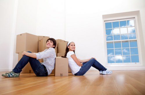 South London neighborhood with moving van