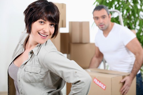 Local moving truck ready for office relocation
